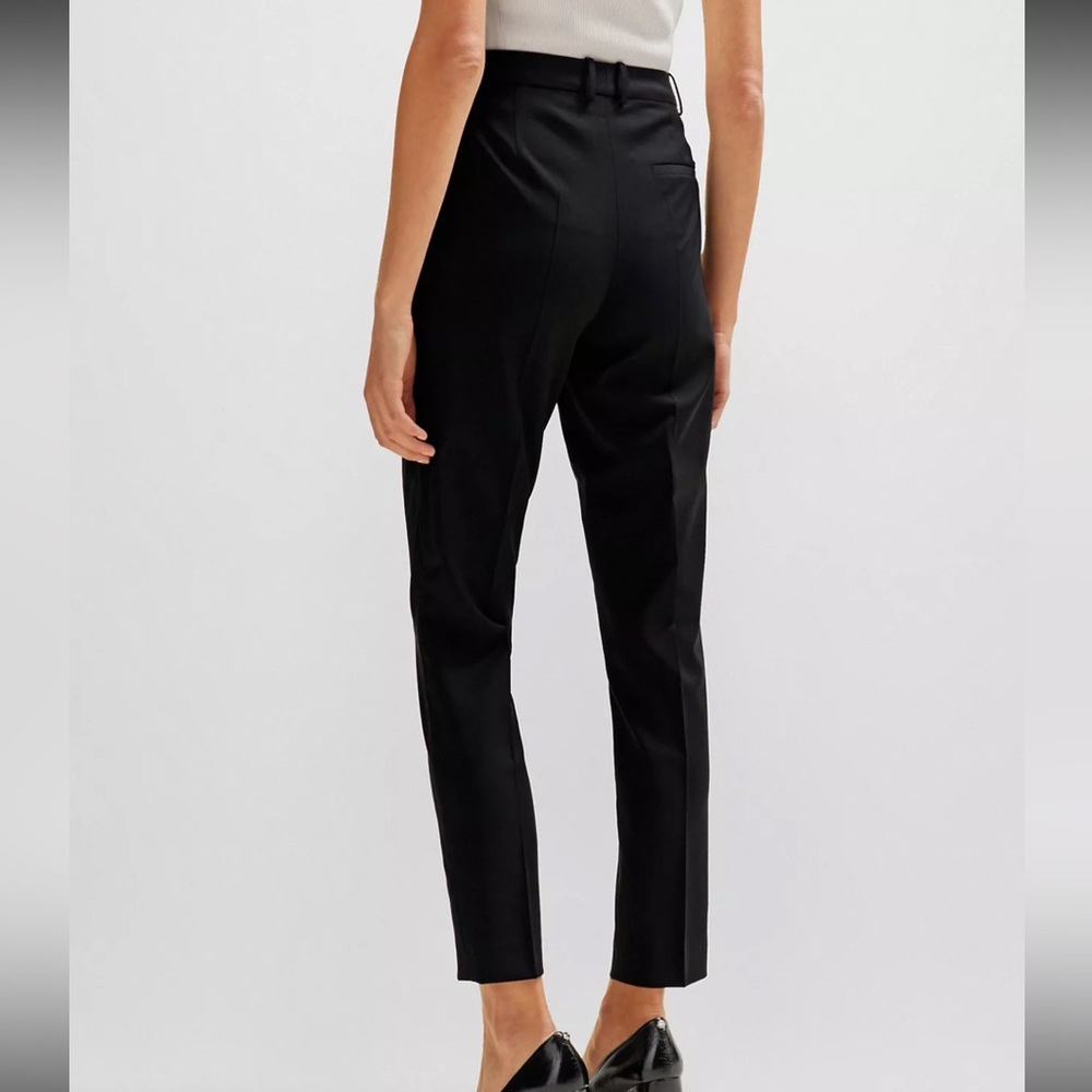 Hugo Boss Tiluna Wool Cropped Sleek Black Trousers Size 6 - Picture 2 of 15